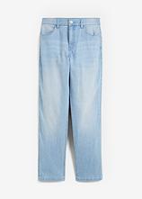 Loose-Fit Stretch-Jeans mit verstellbarem Bund, Straight in blau von vorne - bonprix