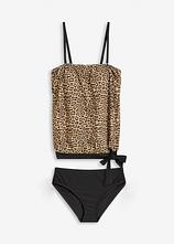 Oversize Tankini mit abnehmbaren Trägern (2-tlg.Set) in beige von vorne - bonprix