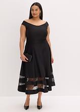 Carmen-Kleid mit Spitze in schwarz im Look von vorne (Totalaufnahme) - bonprix