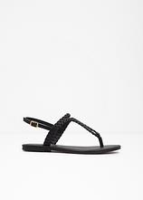 Zehenstegsandalen in Flecht-Optik in schwarz - bonprix