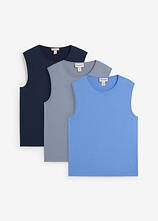 Muskelshirt (3er Pack) in blau von vorne - bonprix