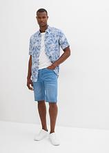 Sweat-Jeans-Bermuda m. Komfortschnitt in Regular-Fit in blau im Look von vorne (Totalaufnahme) - bonprix