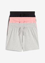 Jersey-Shorts (3er Pack) aus reiner Bio-Baumwolle in schwarz von vorne - bonprix