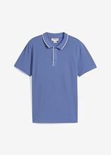 Piqué-Poloshirt aus reiner Baumwolle in blau von vorne - bonprix