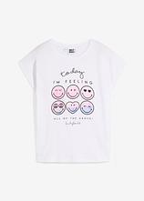 Smiley Shirt aus reiner Baumwolle in weiß von vorne - SmileyWorld