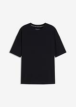 Oversized Sport-Shirt mit Baumwolle, schnelltrocknend in schwarz von vorne - bonprix