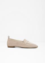 Loafer aus Veloursleder in beige von vorne - bonprix