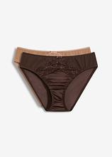 Slip mit Glanzeffekt (2er Pack) in braun von vorne - bonprix