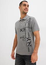 Piqué-Poloshirt aus reiner Baumwolle Slim Fit, Kurzarm in grau von vorne (im Anschnitt) - bonprix