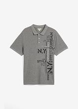 Piqué-Poloshirt aus reiner Baumwolle Slim Fit, Kurzarm in grau von vorne - bonprix