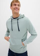 Hoodie aus reiner Baumwolle in grau von vorne (im Anschnitt) - bonprix