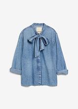 Jeansbluse aus reiner Baumwolle in blau von vorne - bonprix