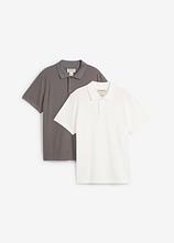 Poloshirt aus reiner Bio-Baumwolle (2er Pack) in grau von vorne - bonprix