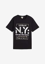 T-Shirt aus reiner Bio-Baumwolle in schwarz von vorne - bonprix