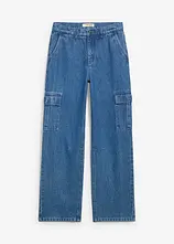 Loose Fit Cargo-Jeans mit verstellbarem Bund, Straight