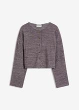 Gerippte Feinstrickjacke in grau von vorne - bonprix