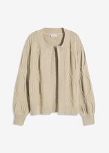 Strickjacke mit Zopfmuster in beige von vorne - bonprix