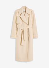 Trenchcoat in Wolloptik in beige von vorne - bonprix