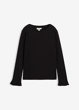 Langarmshirt aus elastischem Bio-Baumwoll-Mix in schwarz von vorne - bonprix