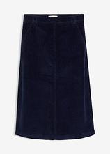 Midirock aus Cord (stretch) in blau von vorne - bonprix