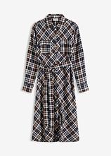 Flanell-Hemdblusenkleid aus reiner Baumwolle in weiß von vorne - bonprix