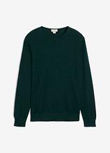 Feinstrickpullover mit edler Merinowolle in grün von vorne - bonprix