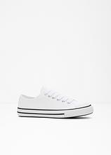 Sneaker aus Baumwoll-Canvas in weiß von vorne - bonprix