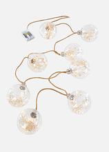LED-Lichterkette mit 8 Kugeln mit Trockenblumen in farblos - bonprix