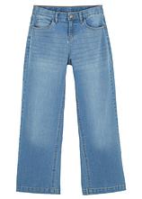 Wide-Leg-Jeans Mid Waist in blau von vorne - bonprix