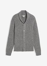 Strickjacke mit Rippenmuster in grau von vorne - bonprix