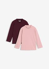 Langarmshirt aus elastischem Bio-Baumwoll-Mix (2er Pack) in rosa von vorne - bonprix