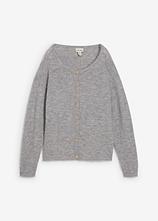 Strickjacke aus weichem Alpaka Woll-Mix in grau von vorne - bonprix
