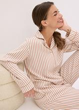 Gewebter Flanell Pyjama mit Geschenktasche in braun (Detailaufnahme) - bonprix