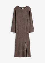 Strickkleid mit Schlitz in braun von vorne - bonprix