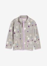 kuschelige Fleecejacke mit Kontrastdetails in grau von vorne - bonprix