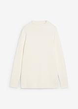 Pullover mit Stehkragen in weiß von vorne - bonprix