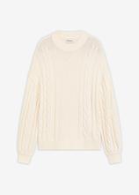 Optional[Oversize-Pullover mit Zopfmuster in weiß von vorne - bonprix]