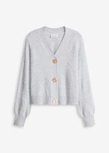 Strickjacke aus Strukturstrick in grau von vorne - bonprix