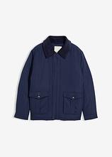 Optional[Wattierte Winterjacke  mit Cordkragen in blau von vorne - bonprix]