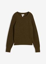 Wollpullover aus weichem Alpaka-Mix in grün von vorne - bonprix