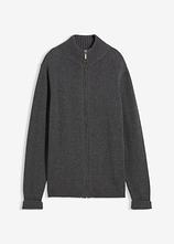 Strickjacke aus reiner Bio-Baumwolle in grau von vorne - bonprix