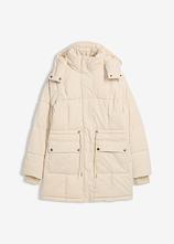 Winterjacke mit verstellbarem Taillenbündchen in beige von vorne - bonprix