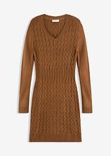 Strickkleid mit Zopfmuster in braun von vorne - bonprix
