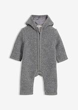 Overall in Wolloptik mit Kapuze in grau von vorne - bonprix