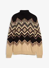 Rollkragenpullover mit Ikat-Muster aus weichem Baumwollmix
