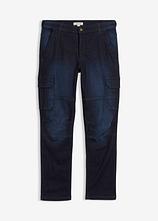 Optional[Thermo Regular Fit Cargo-Jeans mit Komfortbund und Flanellfutter, Straight in blau von vorne - bonprix]