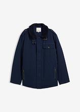 Optional[Winterjacke aus reiner Baumwolle mit Teddyfutter in blau von vorne - bonprix]