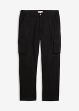 Optional[Thermo Relaxed Fit Cargohose mit Flanellfutter und Komfortbund, Straight in schwarz von vorne - bonprix]