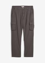Optional[Thermo Relaxed Fit Cargohose mit Flanellfutter und Komfortbund, Straight in grau von vorne - bonprix]