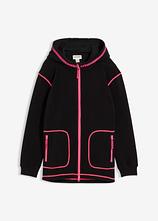 weiche Fleecejacke mit praktischen Reißverschlusstaschen in schwarz von vorne - bonprix